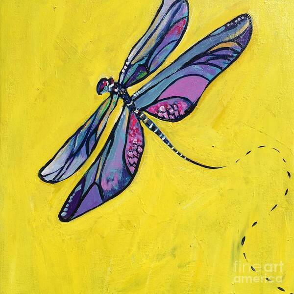 Dragonfly Art Print featuring the painting Dragonfly by Kim Heil