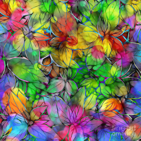 Abstract Art Print featuring the digital art Dream Colored Leaves by Klara Acel