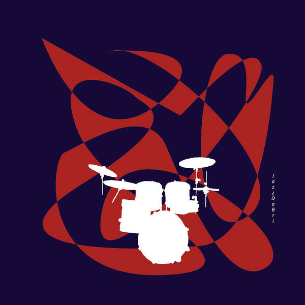Drum Teacher Art Print featuring the digital art Drums in Purple Strife by David Bridburg