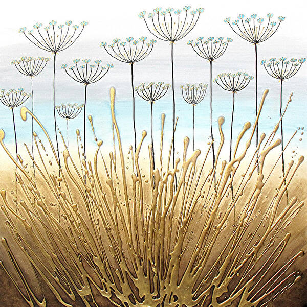 Alliums Art Print featuring the painting Duck Egg Alliums by Amanda Dagg