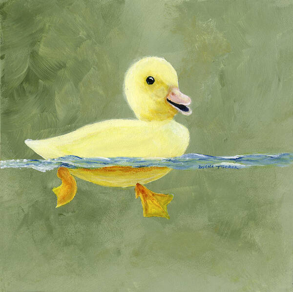 Duck Art Print featuring the painting Duck on the Water by Donna Tucker