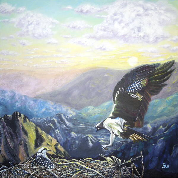 Impressionism Art Print featuring the painting Eagle at home by Shirley Wellstead