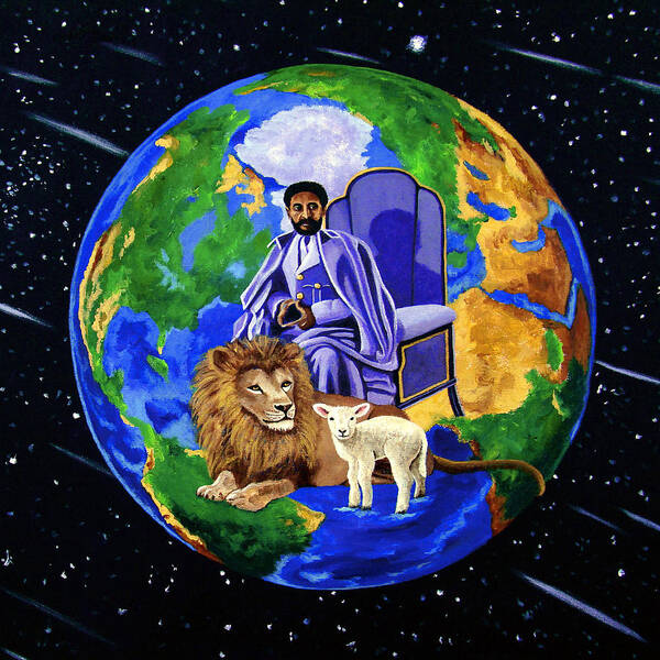Haile Selassie Art Print featuring the painting Earth's Rightful Ruler by EJ Lefavour