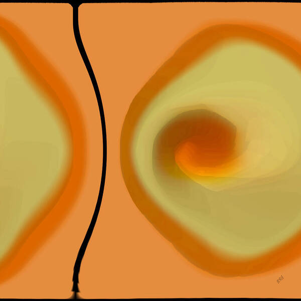 Orange Abstract Art Print featuring the digital art Egg On Broken Plate by Ben and Raisa Gertsberg
