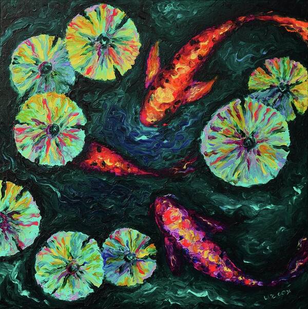 Koi Art Print featuring the painting Emerald Dreams by Elizabeth Cox