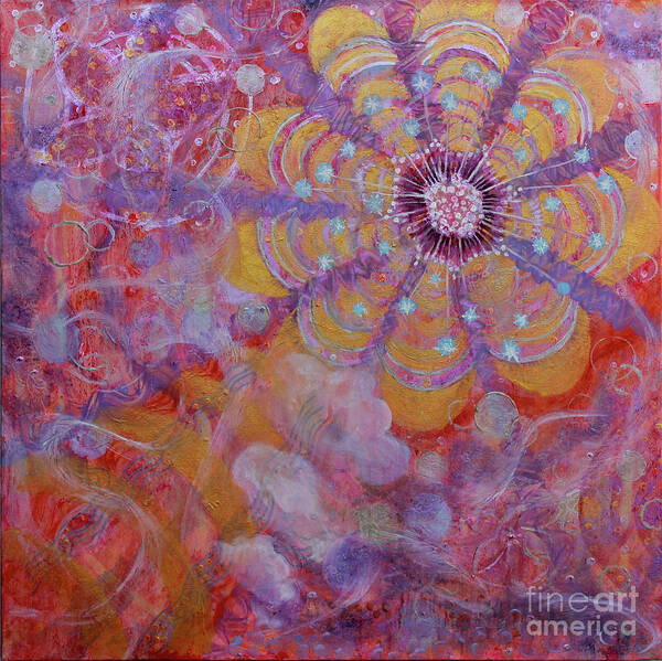 Spiritual Communication Art Print featuring the painting Energy Exchange by Anne Cameron Cutri