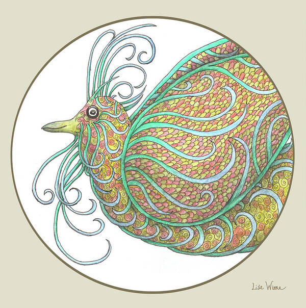 Lise Winne Art Print featuring the mixed media Exotic Bird Series Gallery Button by Lise Winne