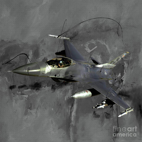 F-16 Art Print featuring the painting F 16 Air Craft by Gull G