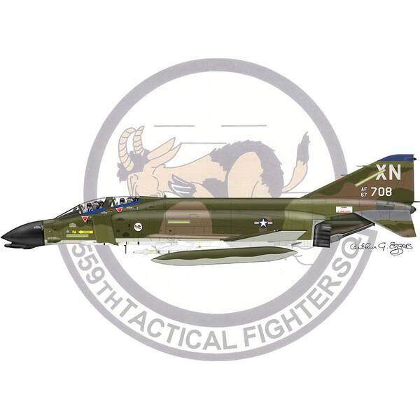F-4d Art Print featuring the digital art F-4D Phantom 559TFS by Arthur Eggers