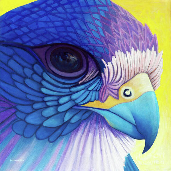 Falcon Art Print featuring the painting Falcon Medicine by Brian Commerford
