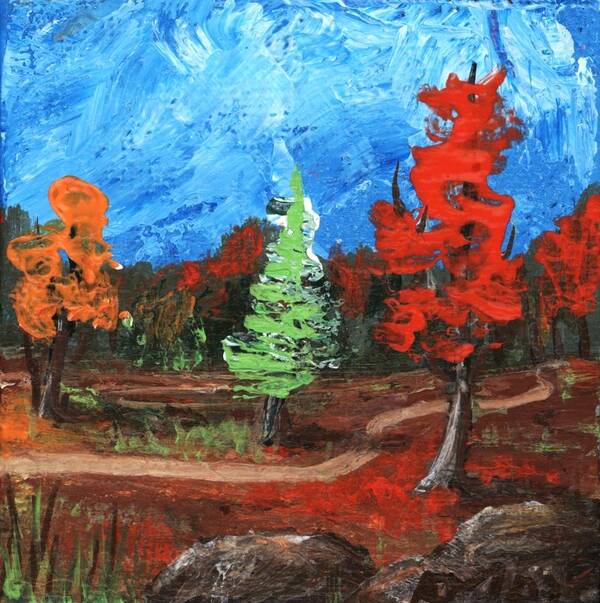 Forest Art Print featuring the painting Fall Colours #2 by Anastasiya Malakhova