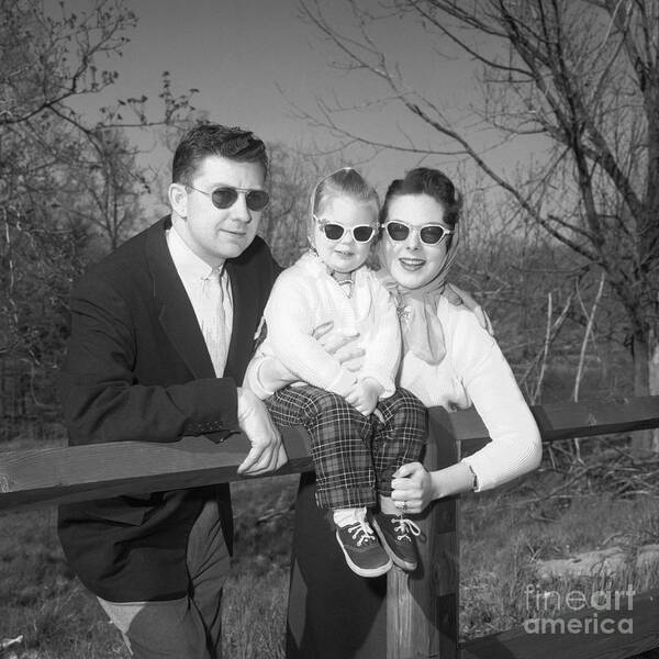 1950s Art Print featuring the photograph Family Portrait With Sunglasses, C.1950s by J. Rogers/ClassicStock