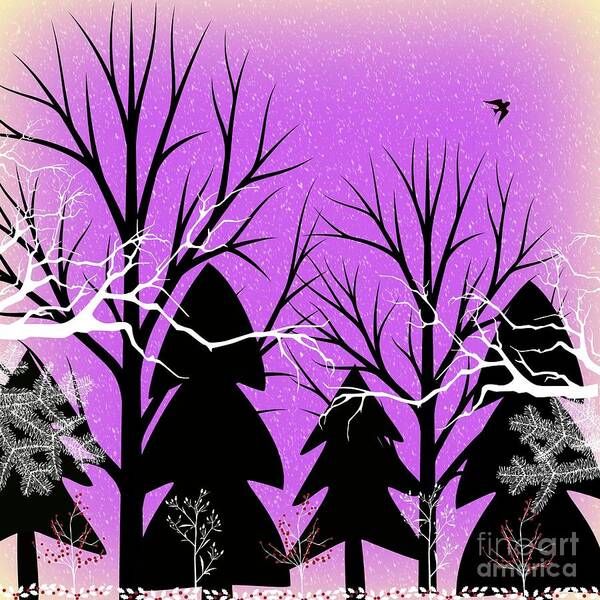Forest Art Print featuring the digital art Fantasy Forest by Diamante Lavendar
