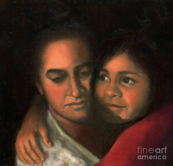 Mother Art Print featuring the painting Felicia and Kira by Marlene Book