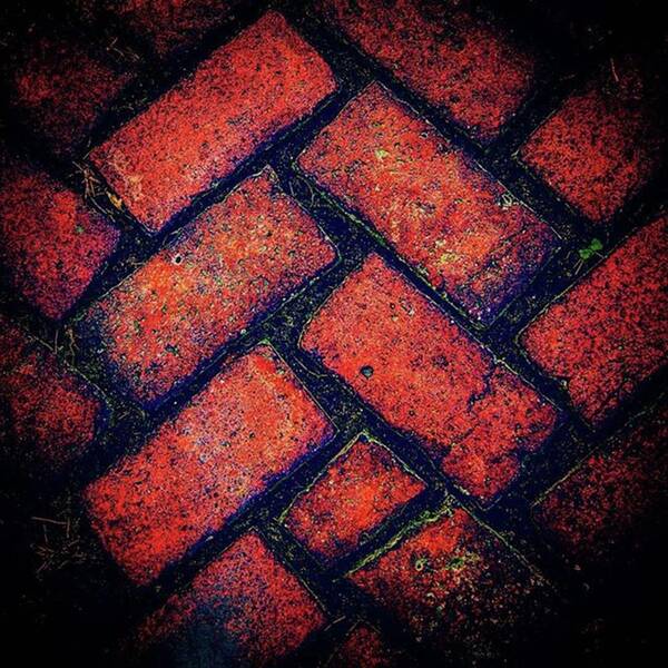 Theground Art Print featuring the photograph Fishscale Brick Pattern, Sidewalk In by Alex Haglund