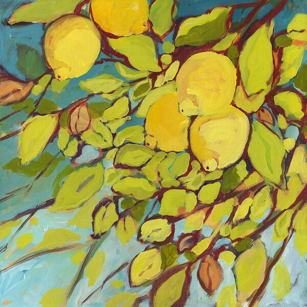Lemon Art Print featuring the painting Five Lemons by Jennifer Lommers
