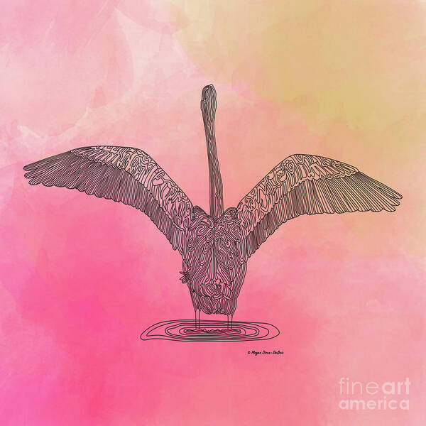 Bird Art Print featuring the digital art Flamingo2 by Megan Dirsa-DuBois