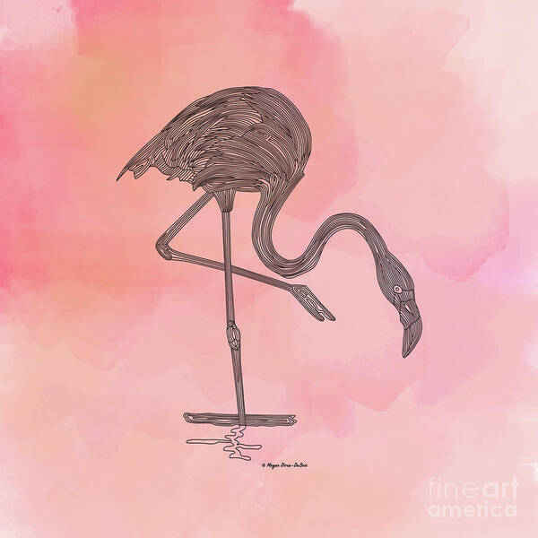 Bird Art Print featuring the digital art Flamingo4 by Megan Dirsa-DuBois