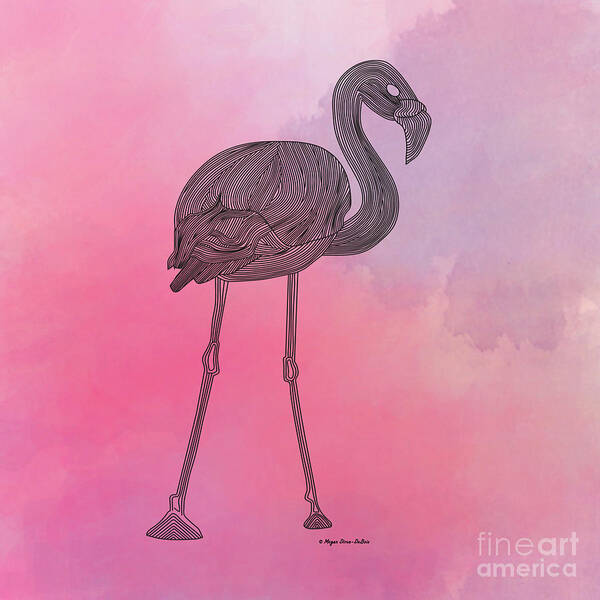 Bird Art Print featuring the digital art Flamingo5 by Megan Dirsa-DuBois
