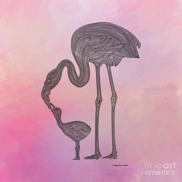 Bird Art Print featuring the digital art Flamingo6 by Megan Dirsa-DuBois