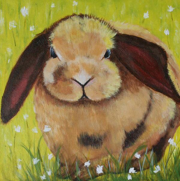 Bunny Art Print featuring the painting Flopped Ear Bunny by Donna Tucker