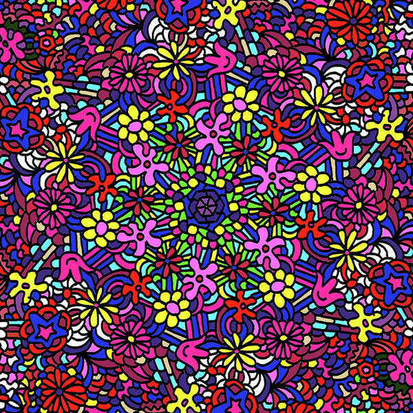 Gravityx9 Art Print featuring the mixed media Flower Power Doodle Art by Gravityx9 Designs