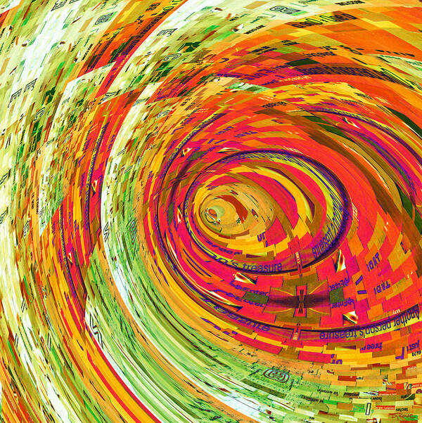 Colorful Art Print featuring the digital art Fluorescent Wormhole by Shawna Rowe