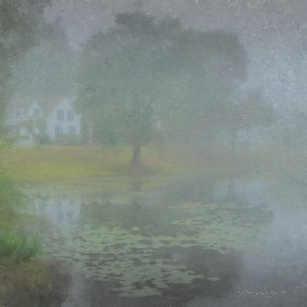 Foggy Art Print featuring the painting Foggy Morning on Pond Street by Bill McEntee