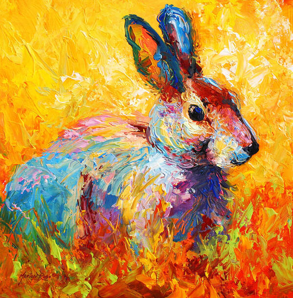 Rabbit Art Print featuring the painting Forest Bunny by Marion Rose