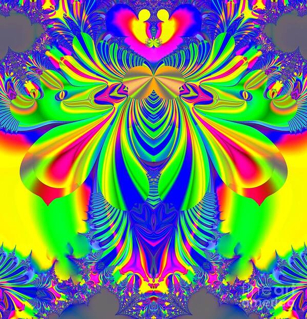 Psychedelic Love Explosion Art Print featuring the digital art Fractal 31 Psychedelic Love Explosion by Rose Santuci-Sofranko