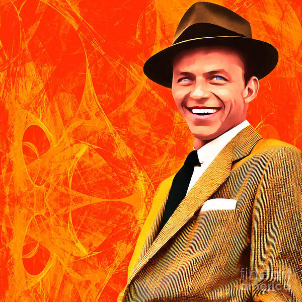 Wingsdomain Art Print featuring the photograph Frank Sinatra Old Blue Eyes 20160922 square by Wingsdomain Art and Photography