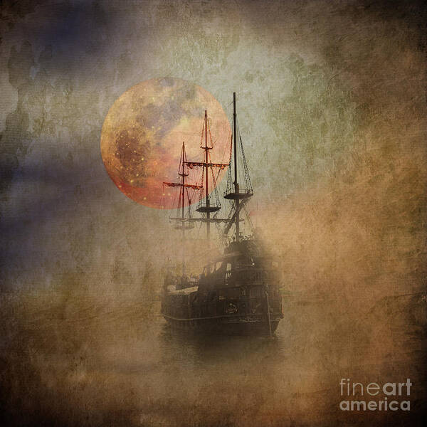Ship Art Print featuring the photograph From The Darkness by Barbara Dudzinska