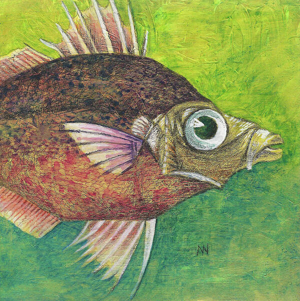 Fish Art Print featuring the mixed media Funky Fish by AnneMarie Welsh
