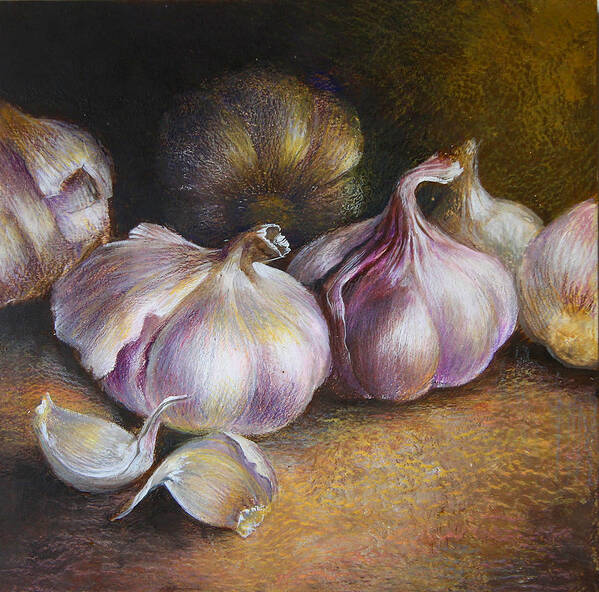 Garlic Art Print featuring the painting Garlic painting by Vali Irina Ciobanu