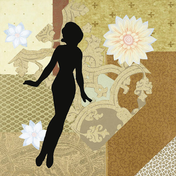  Art Print featuring the mixed media Gold Paper Doll by Katia Von Kral