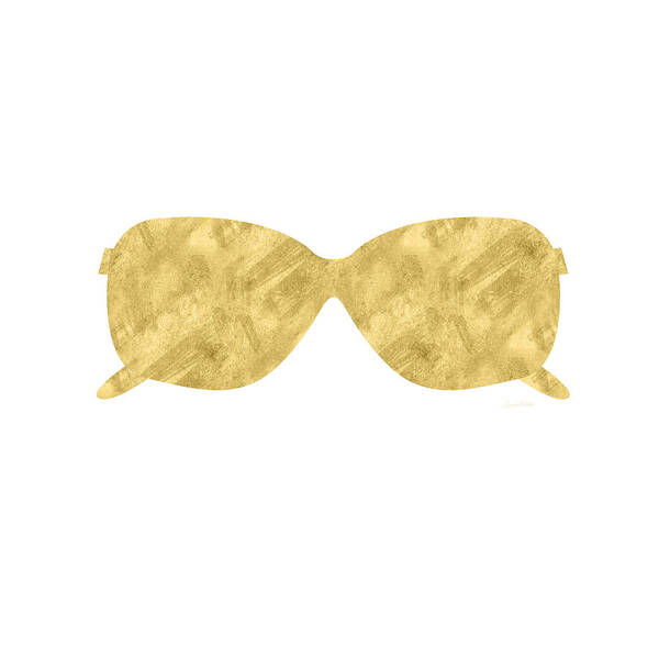 Sunglasses Art Print featuring the mixed media Gold Shades- Art by Linda Woods by Linda Woods