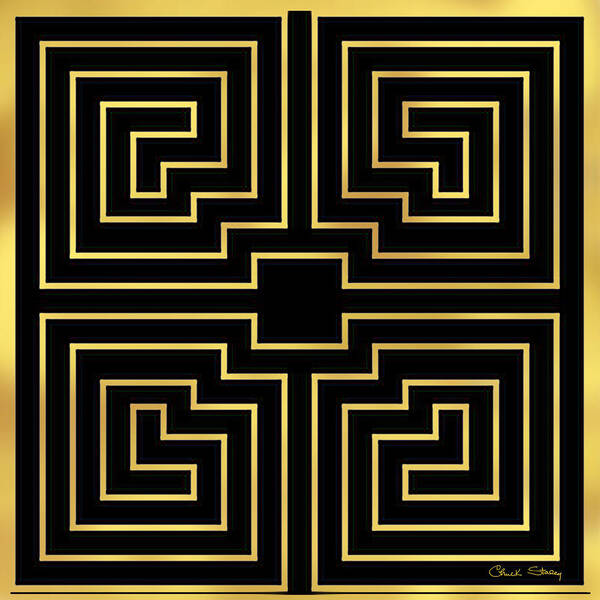 Gold Stripes On Black Art Print featuring the digital art Gold Stripes on Black by Chuck Staley
