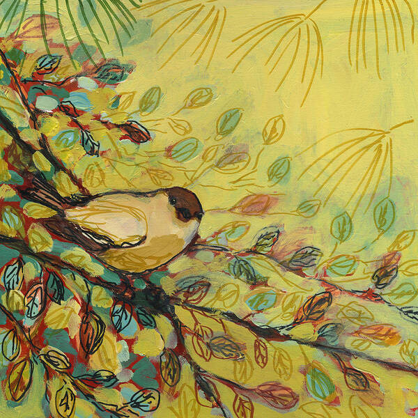 Bird Art Print featuring the painting Goldfinch Waiting by Jennifer Lommers