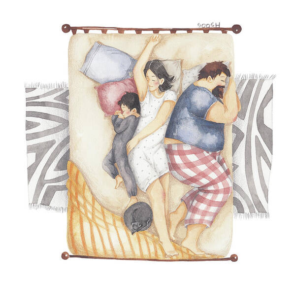 Father Art Print featuring the drawing Good Night Sleep Tight by Soosh