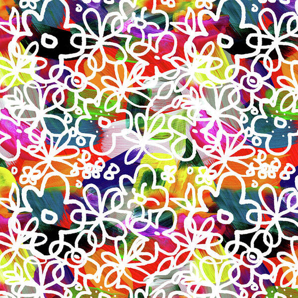 Flowers Art Print featuring the mixed media Graffiti Garden 2- Art by Linda Woods by Linda Woods