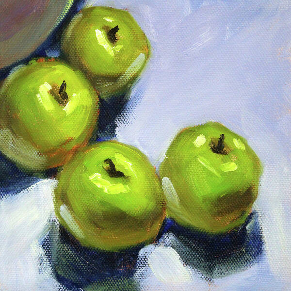 Granny Smith Apples Art Print featuring the painting Granny Smith Apples by Nancy Merkle