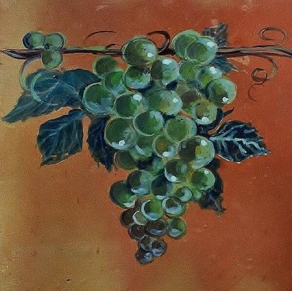 Wine Art Grapefruit Art Print featuring the ceramic art Grape by Andrew Drozdowicz