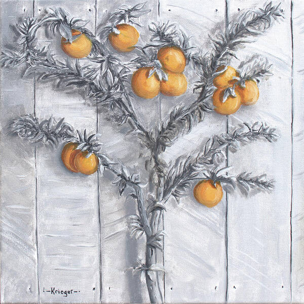 Oranges Art Print featuring the painting Grayscale Oranges by Stephen Krieger