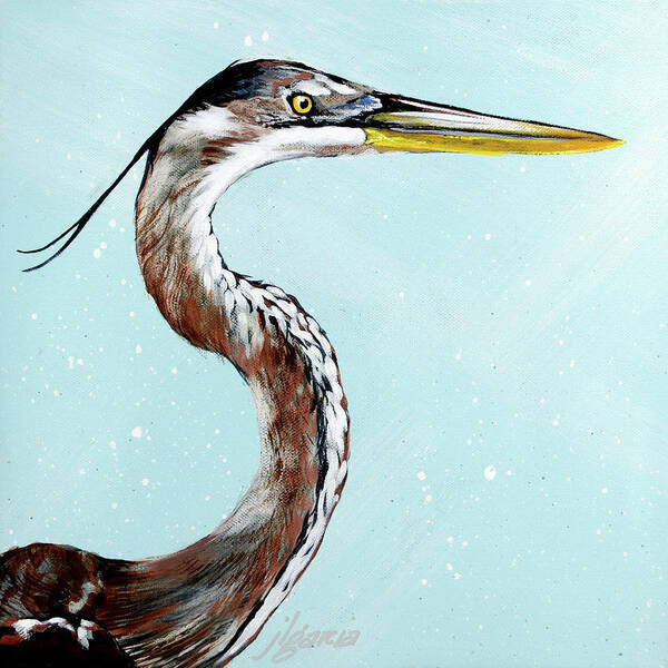 Heron Art Print featuring the painting Great Blue Winston by Joan Garcia