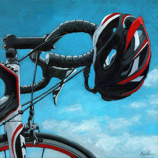 Bicycle Art Print featuring the painting Great Day - bicycle oil painting by Linda Apple