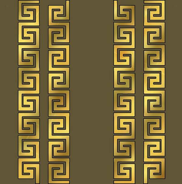 Greek Key Art Print featuring the digital art Greek Key Gold Pattern by Chuck Staley