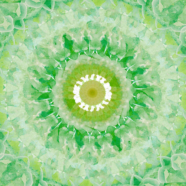 Green Art Print featuring the painting Green Mandala- Abstract Art by Linda Woods by Linda Woods