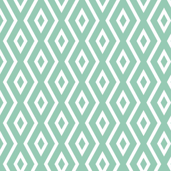 Green Pattern Art Print featuring the mixed media Green Diamond Pattern by Christina Rollo