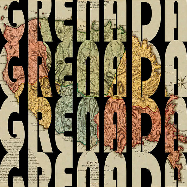 Map Of Grenada Art Print featuring the photograph Grenada 1794 by Andrew Fare