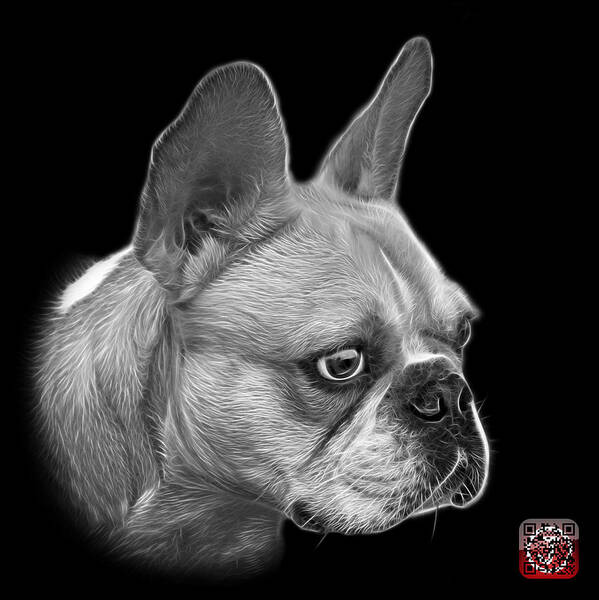 French Bulldog Art Print featuring the painting Greyscale French Bulldog Pop Art - 0755 BB by James Ahn